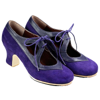 A25 Ante morado | 19 Piel Azul noche | Tacón Carrete bajo 50 mm forrado