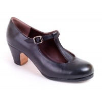 24 Piel negro | Tacón clásico bajo 55 mm forrado