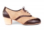 A08 Ante beige | 11 Piel marrón | Tacón Cubano bota 50 mm natural, Zapatos flamencos ArteFyL