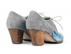 A23 Ante gris | Piel fantasía (fuera de catálogo) | Tacón cubano 45 mm nogal, personaliza tu zapato de baile