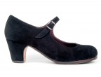 A24 Black Suede | Roper low 55 mm covered heel, side view