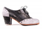 Fantasy leather (out of catalog) | A22 Silver gray suede | Cuban 45 mm covered heel, lateral view