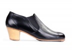 24 Black Leather | Cuban boot 50 mm natural heel, side view