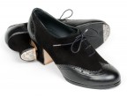 A24 Black suede | 24 Black Leather | Monet low 50 mm covered heel, with nails
