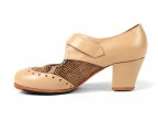 08 Beige leather | 73 Beige Fantasy leather | Cuban high 60 mm covered heel, interior view