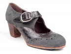 A23 Gray suede | Fantasy leather (out of catalog) | Cuban high 60 mm walnut dyed heel