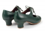 16 Bottle green leather | Monet low 50mm covered heel, rear view