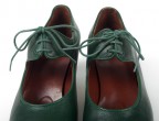16 Bottle green leather | Monet low 50mm covered heel, saddle detail