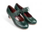 16 Bottle green leather | Monet low 50mm covered heel, handcrafted