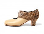 73 Beige Fantasy leather| 08 Beige leather | Monet low 50 mm covered heel, side view