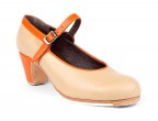 09 Camel leather | 03 Orange Leather | Roper low 55 mm covered heel, handcrafted in spain