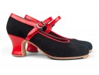 A24 Black suede | 05 Red leather | Monet low 50 mm covered heel, handcrafted in spain