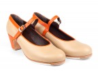 09 Camel leather | 03 Orange Leather | Roper low 55 mm covered heel, handmade
