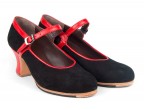 A24 Black suede | 05 Red leather | Monet low 50 mm covered heel, made to measure