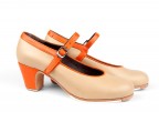 09 Camel leather | 03 Orange Leather | Roper low 55 mm covered heel, by ArteFyL